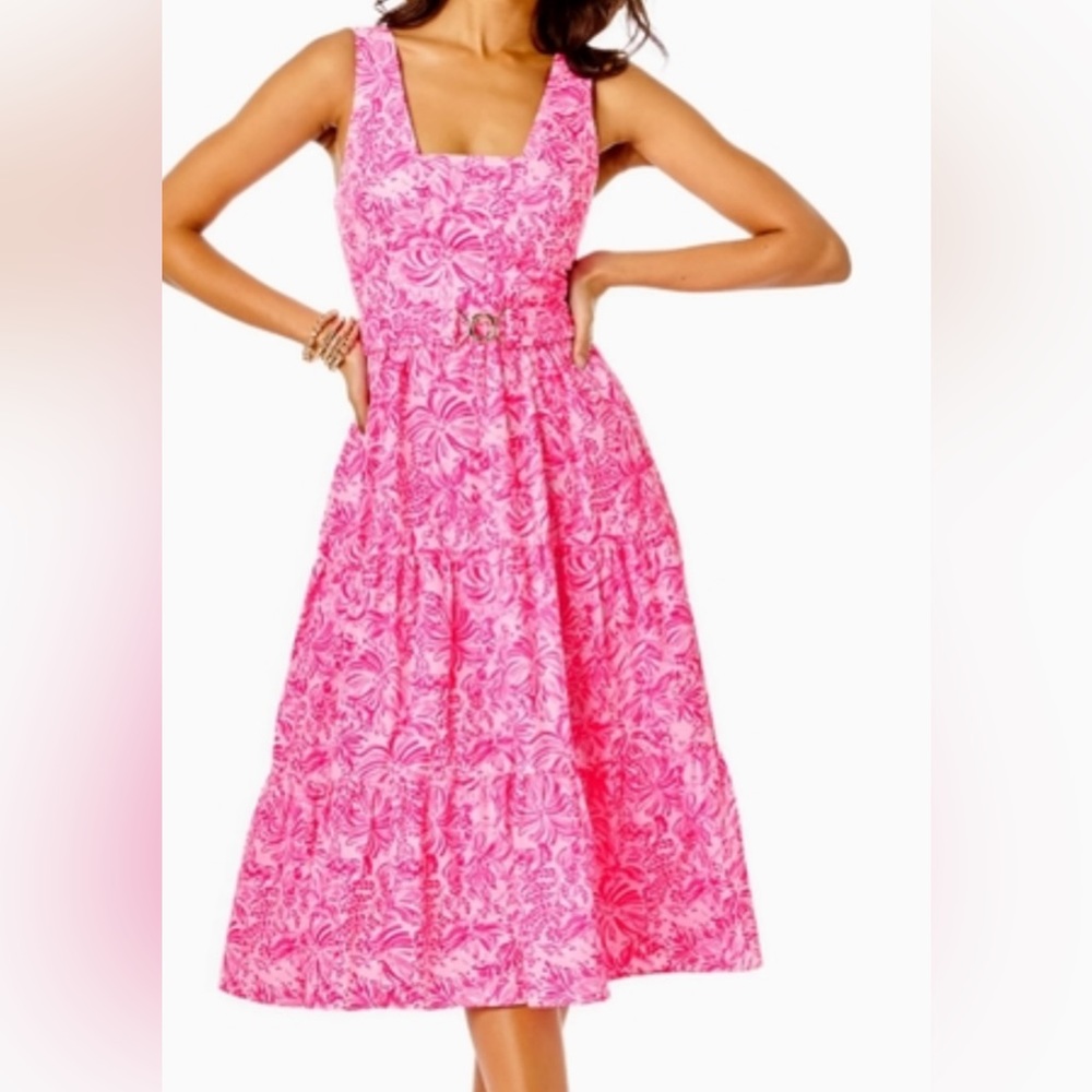 NWT. Lily Pulitzer McKinnon Midi Pink Dress. Size 8 Beautiful Summer Dress